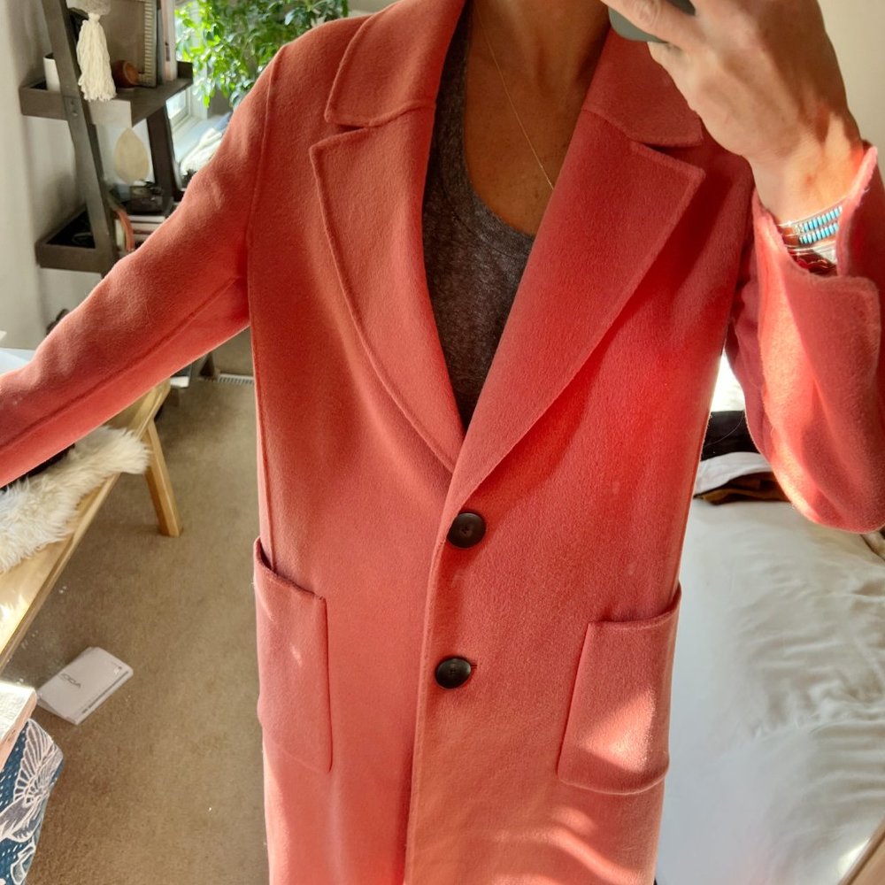 Massimo Dutti Chlotes Peach Wool Long Coat - Picture 4 of 15